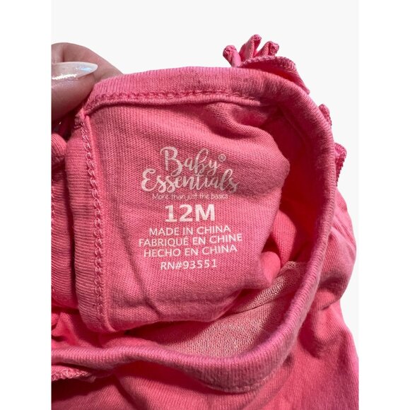 Baby Essentials Flamingo Outfi Infant Girls Size 12 months 2 piece Twins Gently - Picture 7 of 8